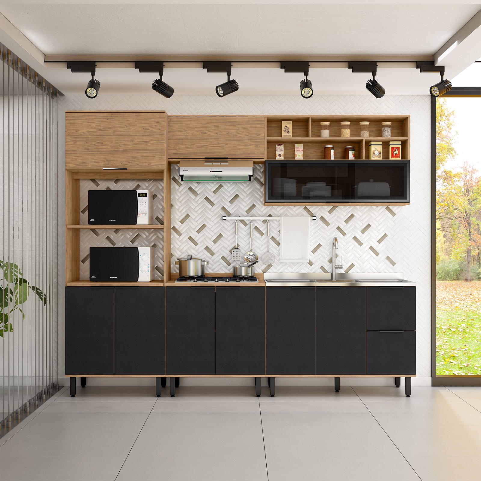 _0000_MX - Ambiente - Toscana - Conjunto Compacto - Freijo - Nero