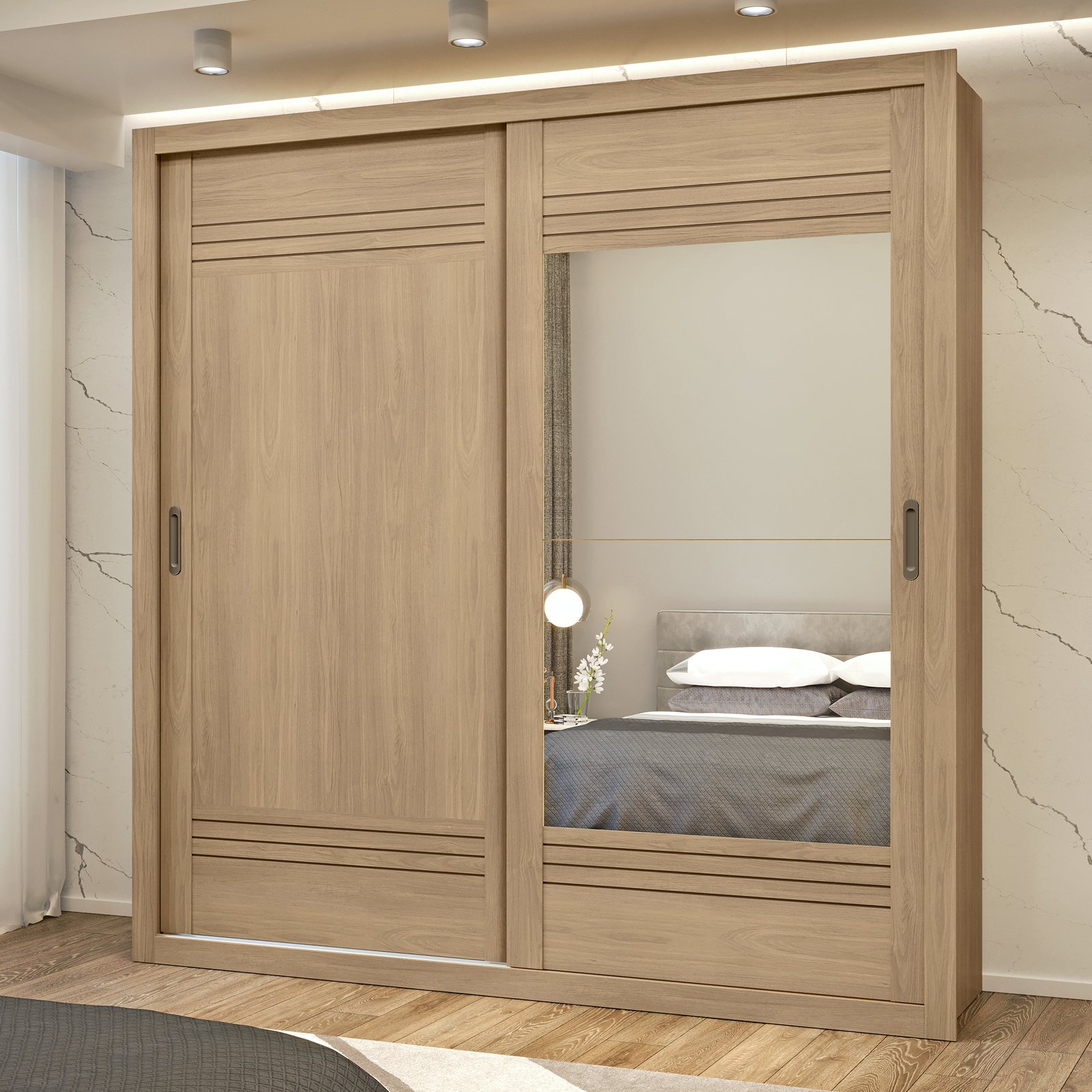 _0005_MX -Ambiente - Roupeiro Tripoli - Castanho - Espelhos - Com Puxador