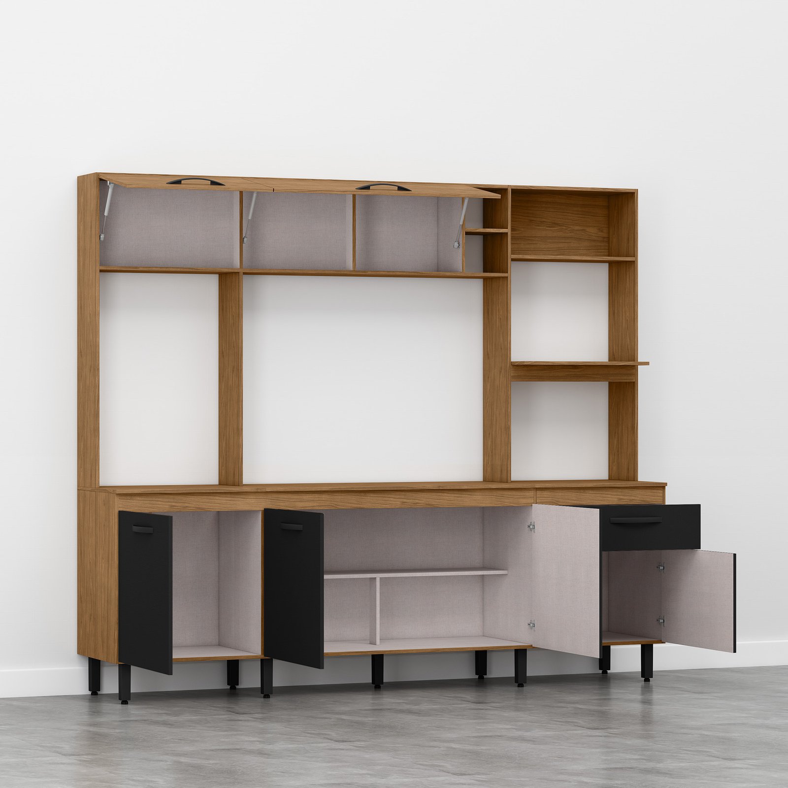 MX - Fundo Aberto - Cozinha Zoe + Tampo - Freijo - Nero