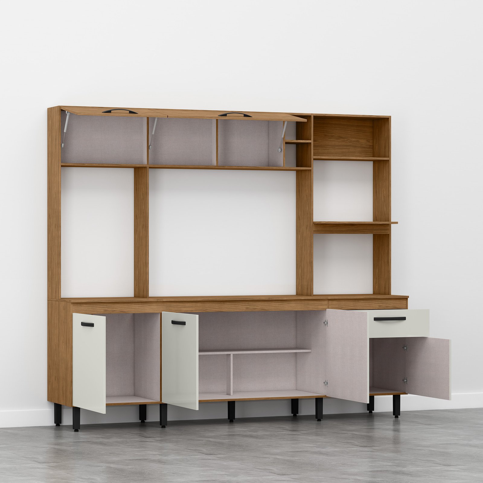 MX - Fundo Aberto - Cozinha Zoe + Tampo - Freijo - OffWhite