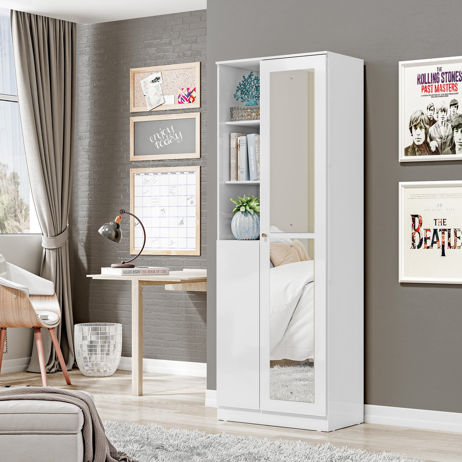 MX Moveis - Ambiente - Multiuso Lince - Branco - Branco - Espelhos