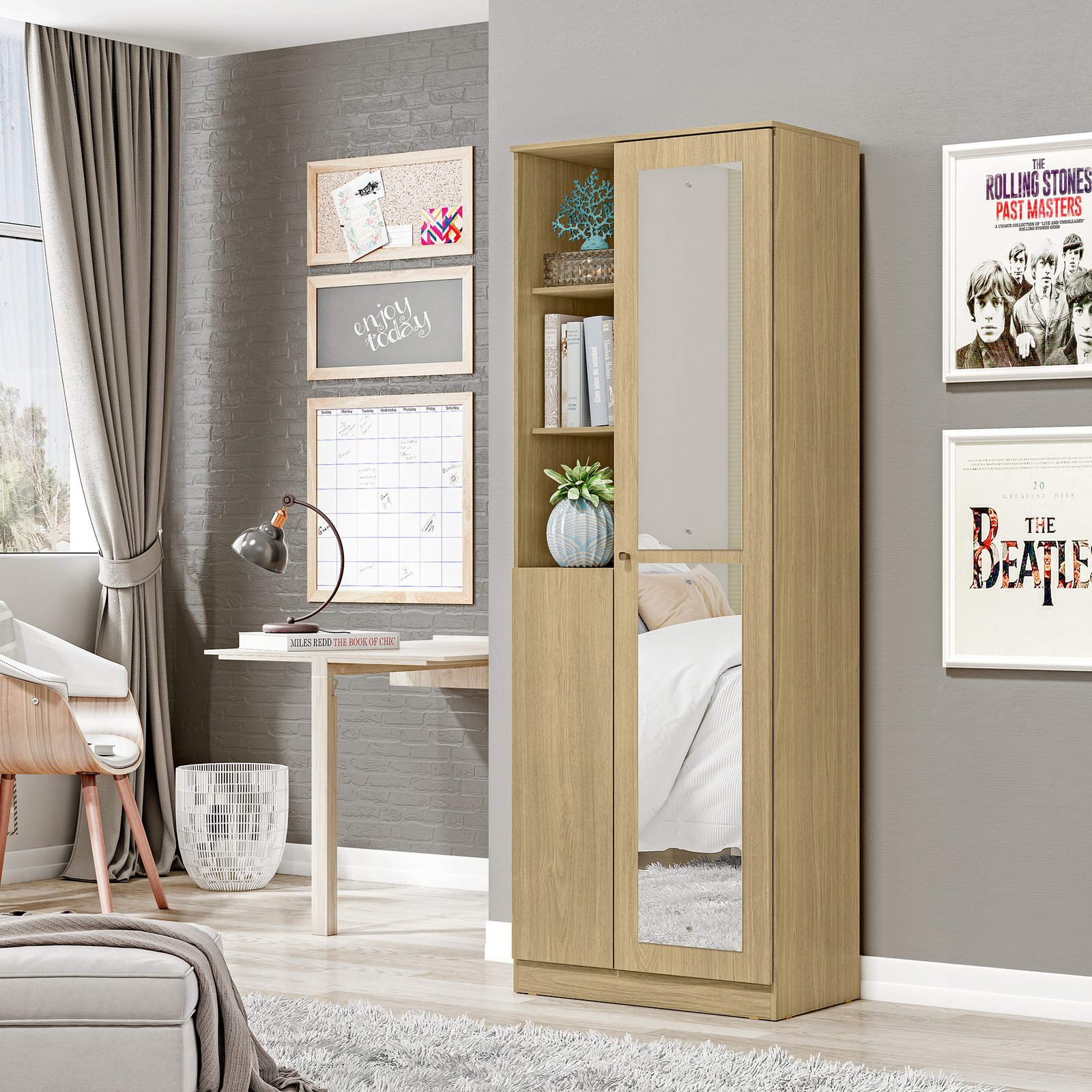 MX Moveis - Ambiente - Multiuso Lince - Castanho - Castanho - Espelhos