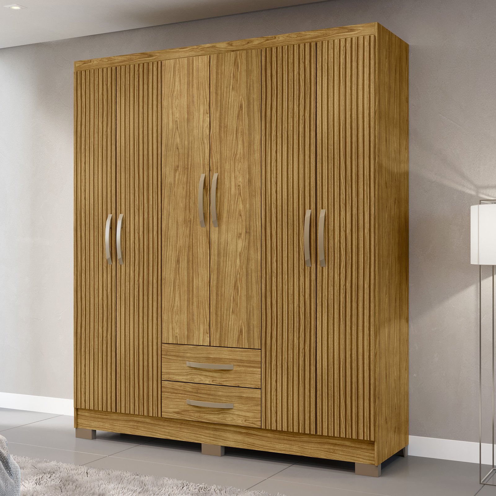 MX Moveis - Ambiente - Roupeiro Santiago 6 Portas - Marrocos - Marrocos Ripado