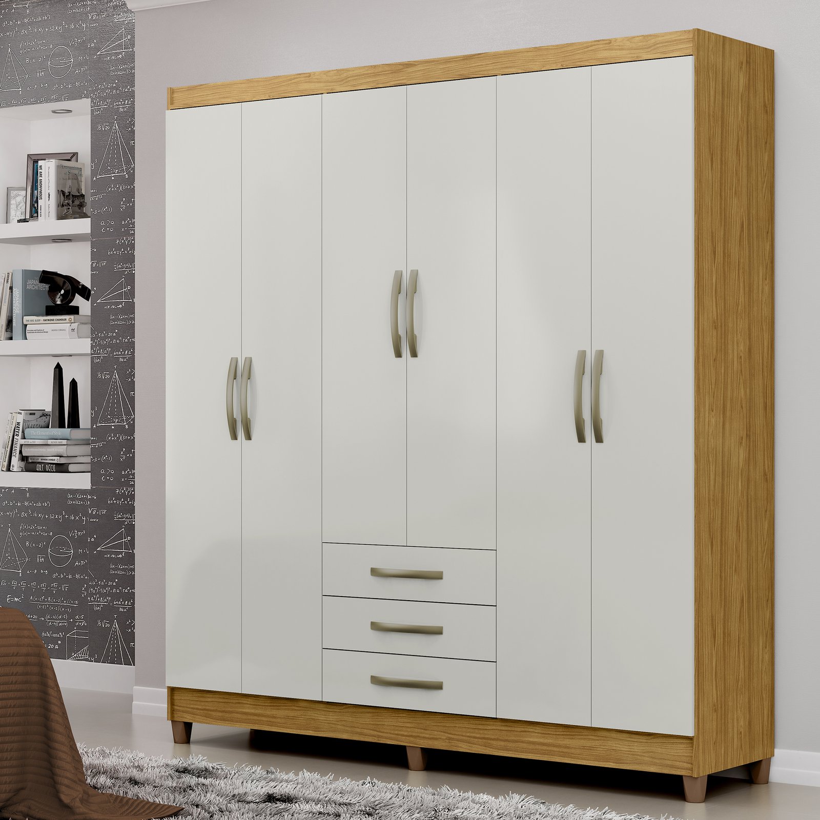 MX Moveis - Ambiente - Roupeiro Toledo 06 Portas - Marrocos+OffWhite