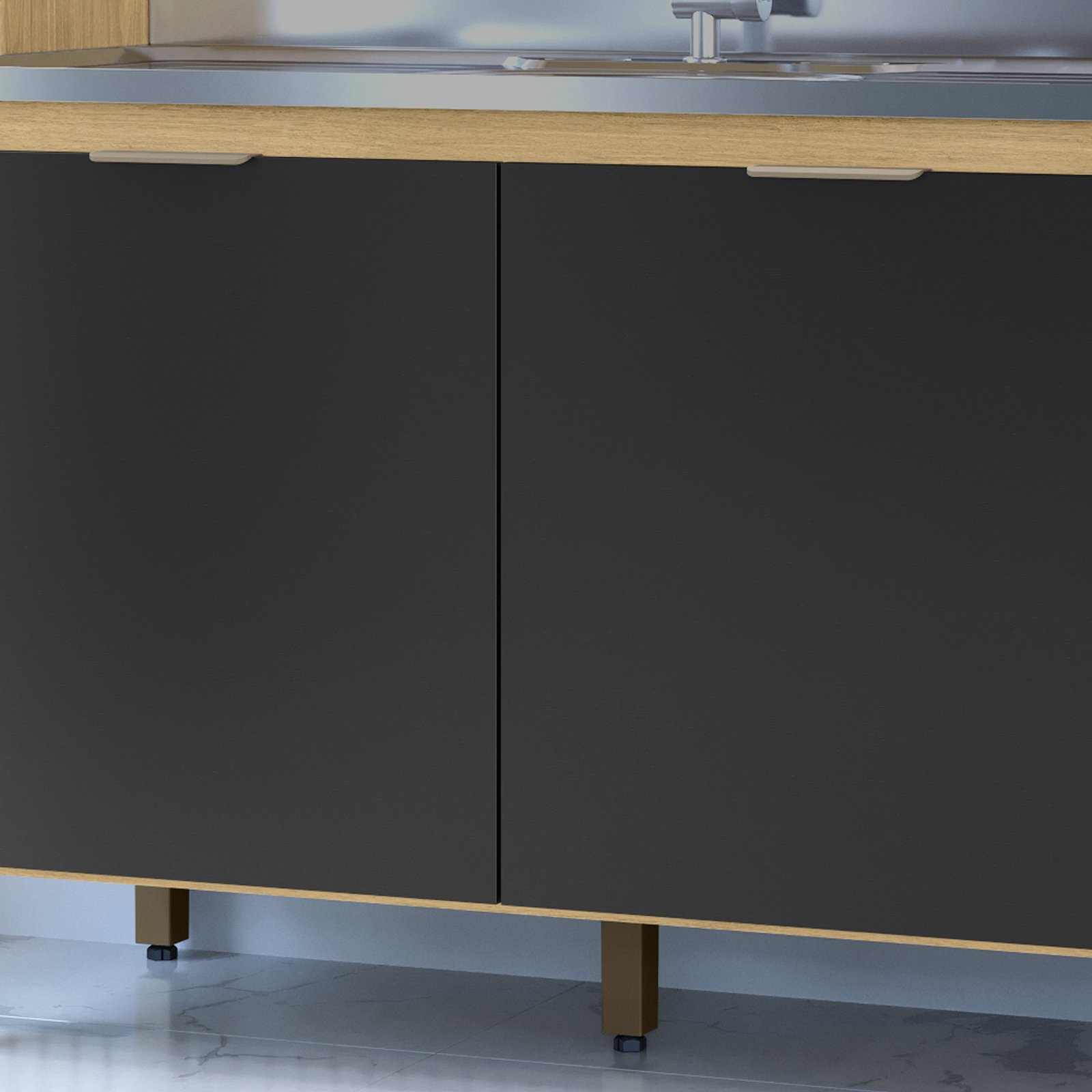 MX Móveis - Diferencial 2 - Cozinha Cloe - Castanho - Nero