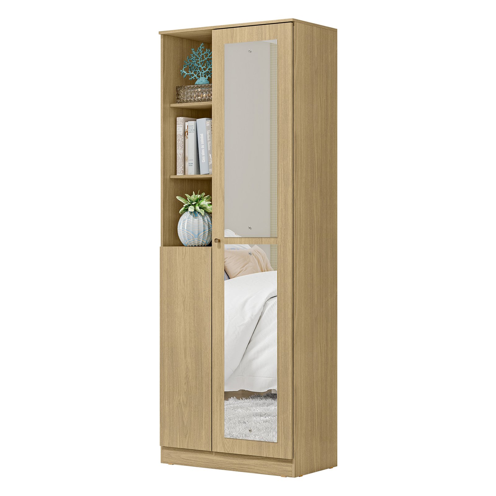 MX Moveis - Externo - Multiuso Lince - Castanho - Castanho - Espelhos