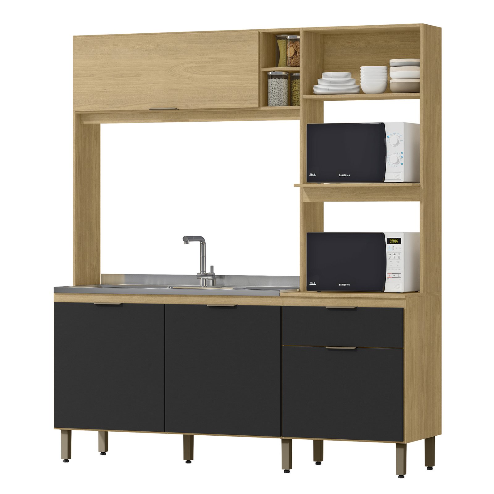 MX Móveis - Fundo Externo - Cozinha Cloe - Castanho+Nero