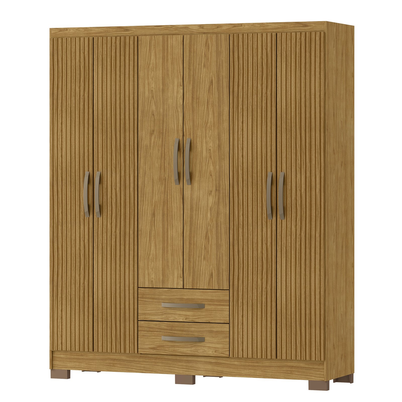 MX Moveis - Fundo Externo - Roupeiro Santiago 6 Portas - Marrocos+Ripado