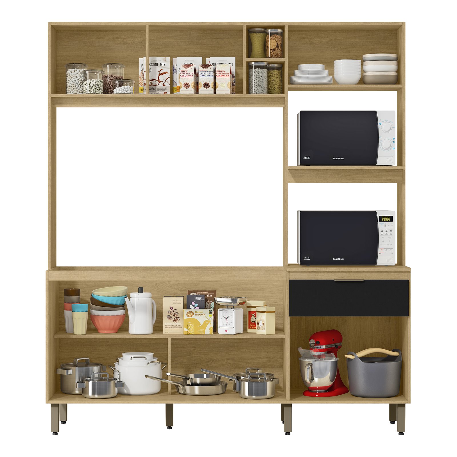 MX Móveis - Fundo Interno - Cozinha Cloe - Castanho+Nero