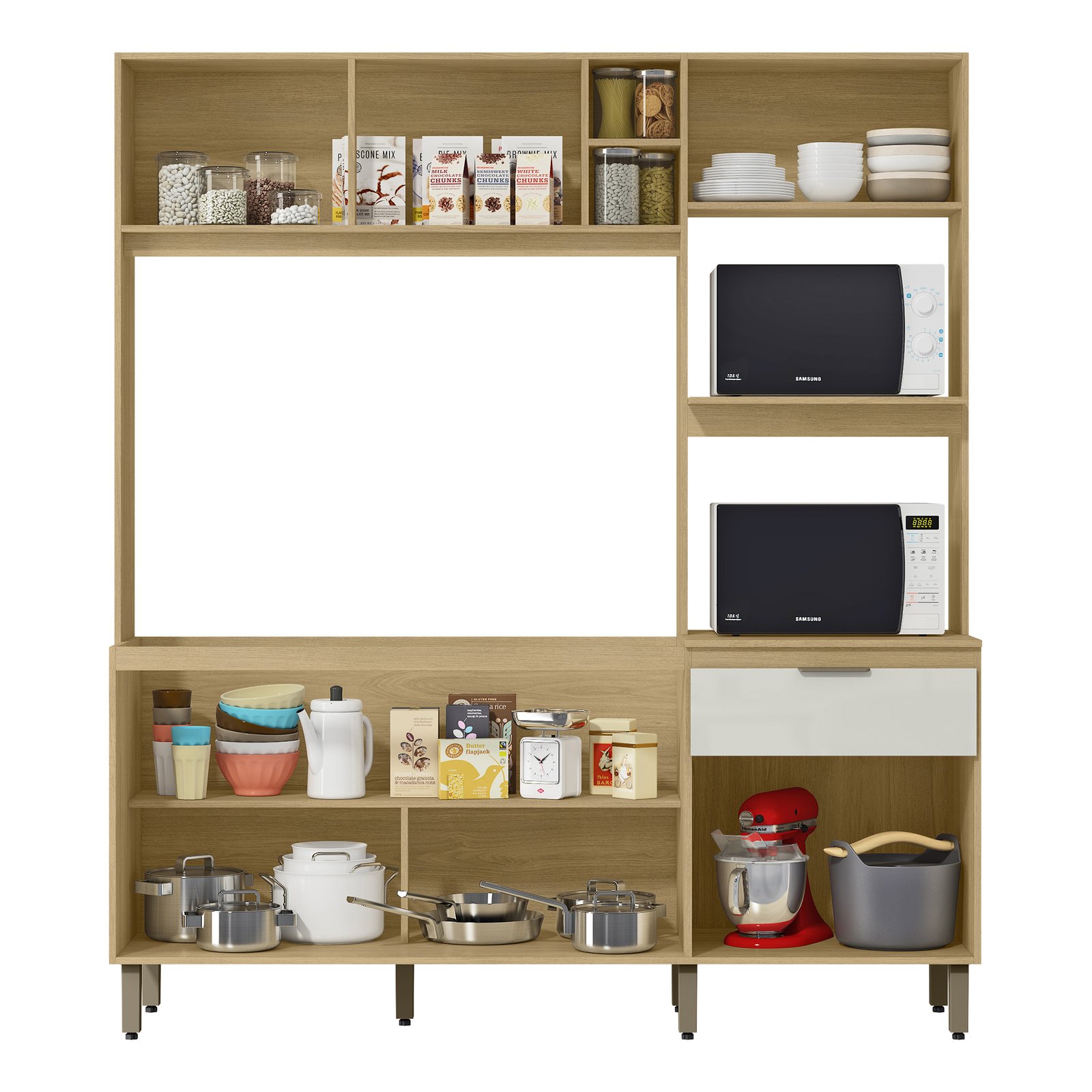 MX Móveis - Fundo Interno - Cozinha Cloe - Castanho+Off-White