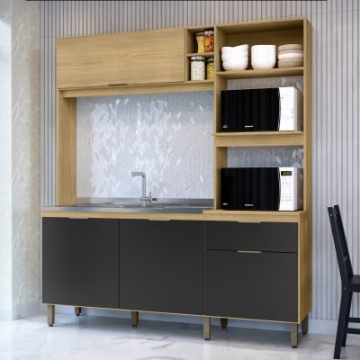 MX Móveis - Ambiente - Cozinha Cloe - Castanho+Nero